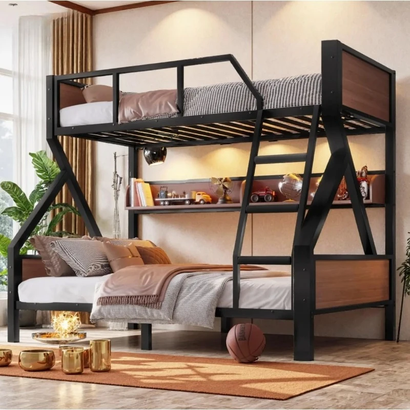 Latest Upgraded & Stronger Heavy Duty Metal Twin Over Full Bunk Bed, Thickened More Stable Safer Steel