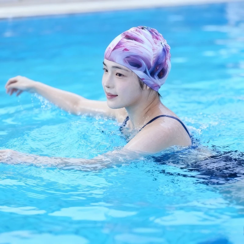 

Удобная силиконовая шапочка для плавания, высокая эластичность для взрослых и детей, аксессуары для плавания, шапочки для плавания с принтом бабочки