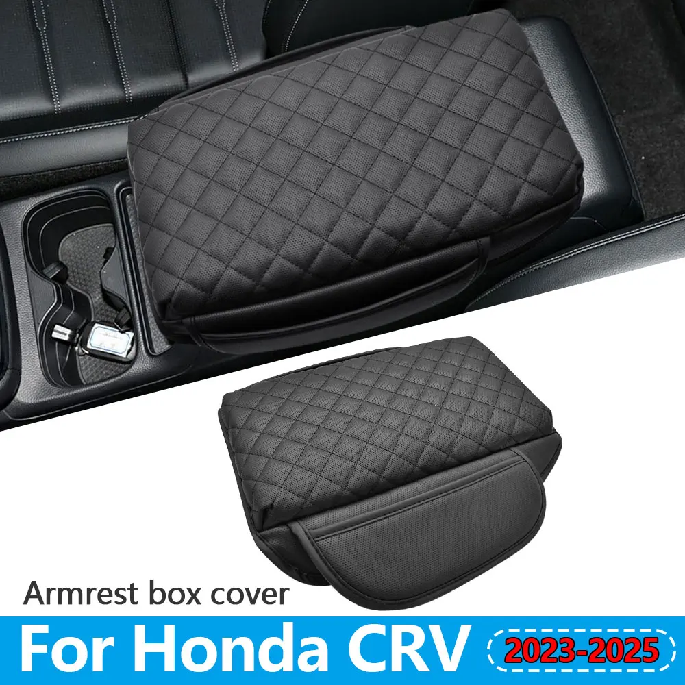 

Для Honda CRV 2023 2024 2025 автомобильный подлокотник на центральную консоль, кожаный коврик на подлокотник автомобиля с карманами, защитный чехол, накладка