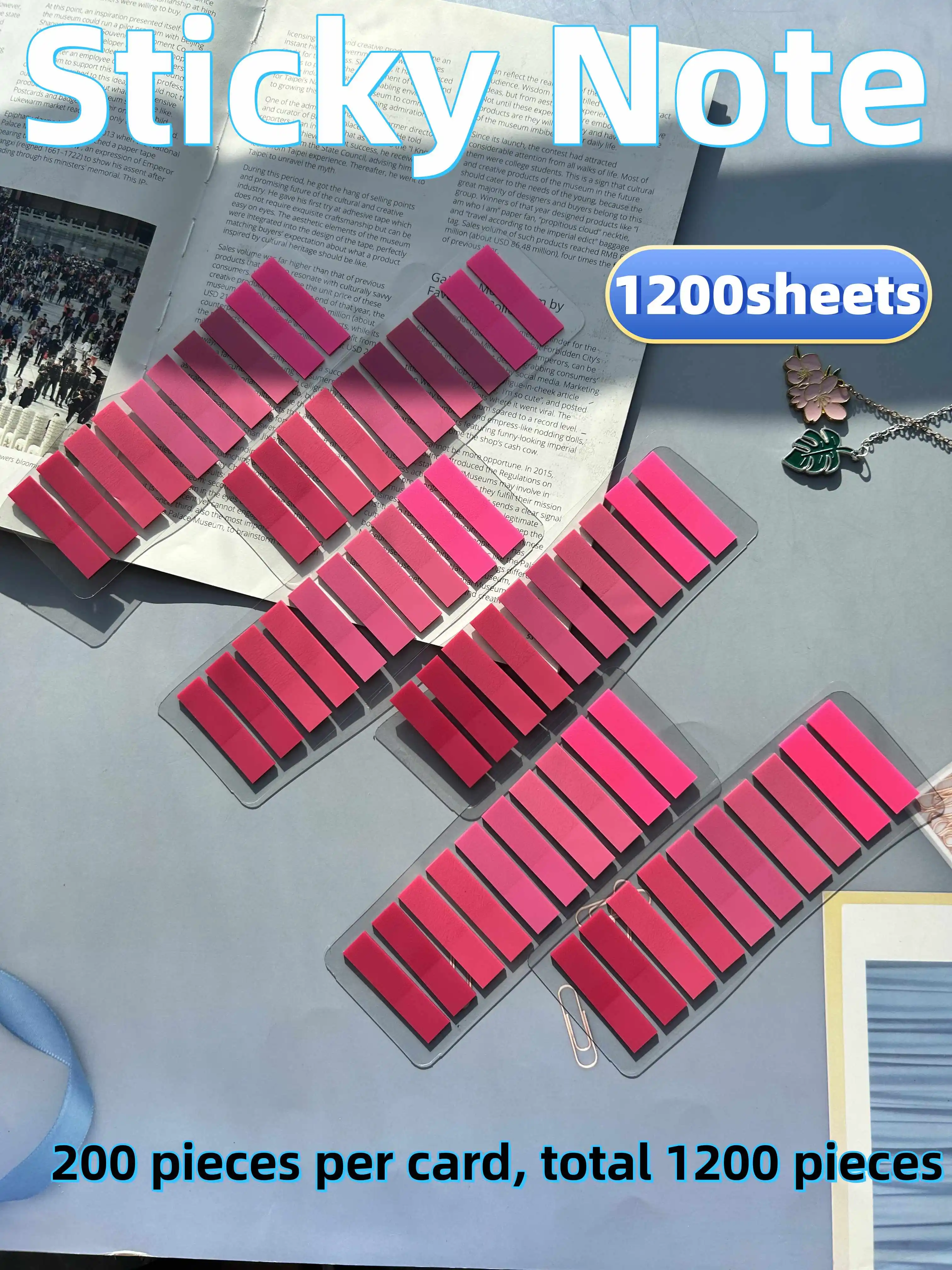1200 Sheets Creative Transparent PET Waterproof Sticky Note Pads Notepads Posits for School Stationery Office Supplies