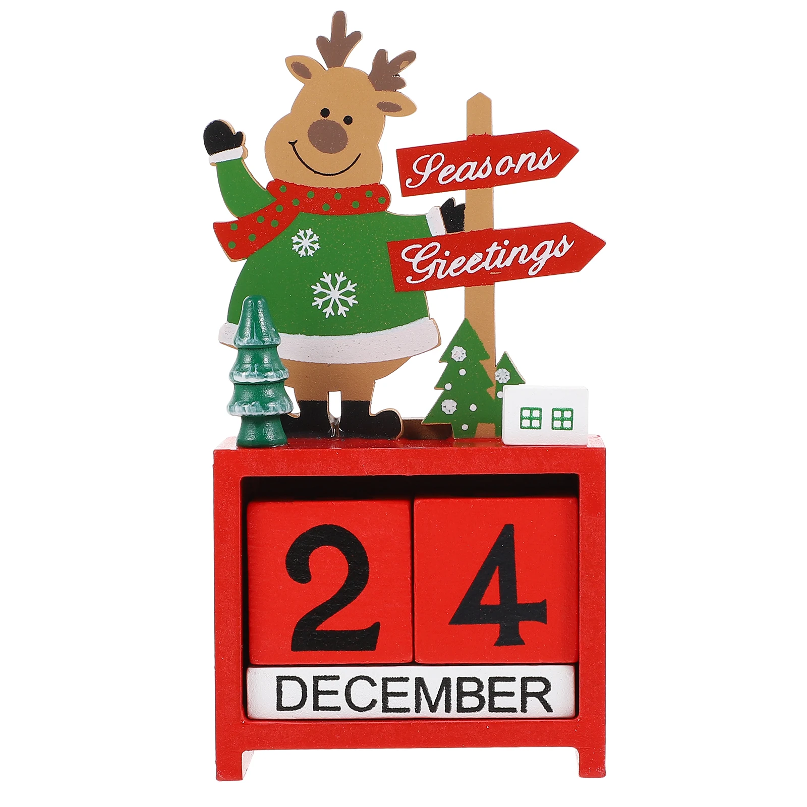 

Wooden Christmas Deer Advent Calendar Xmas Adornment Desktop Decor Red Elder Creative Design Festival Atmosphere Changeable