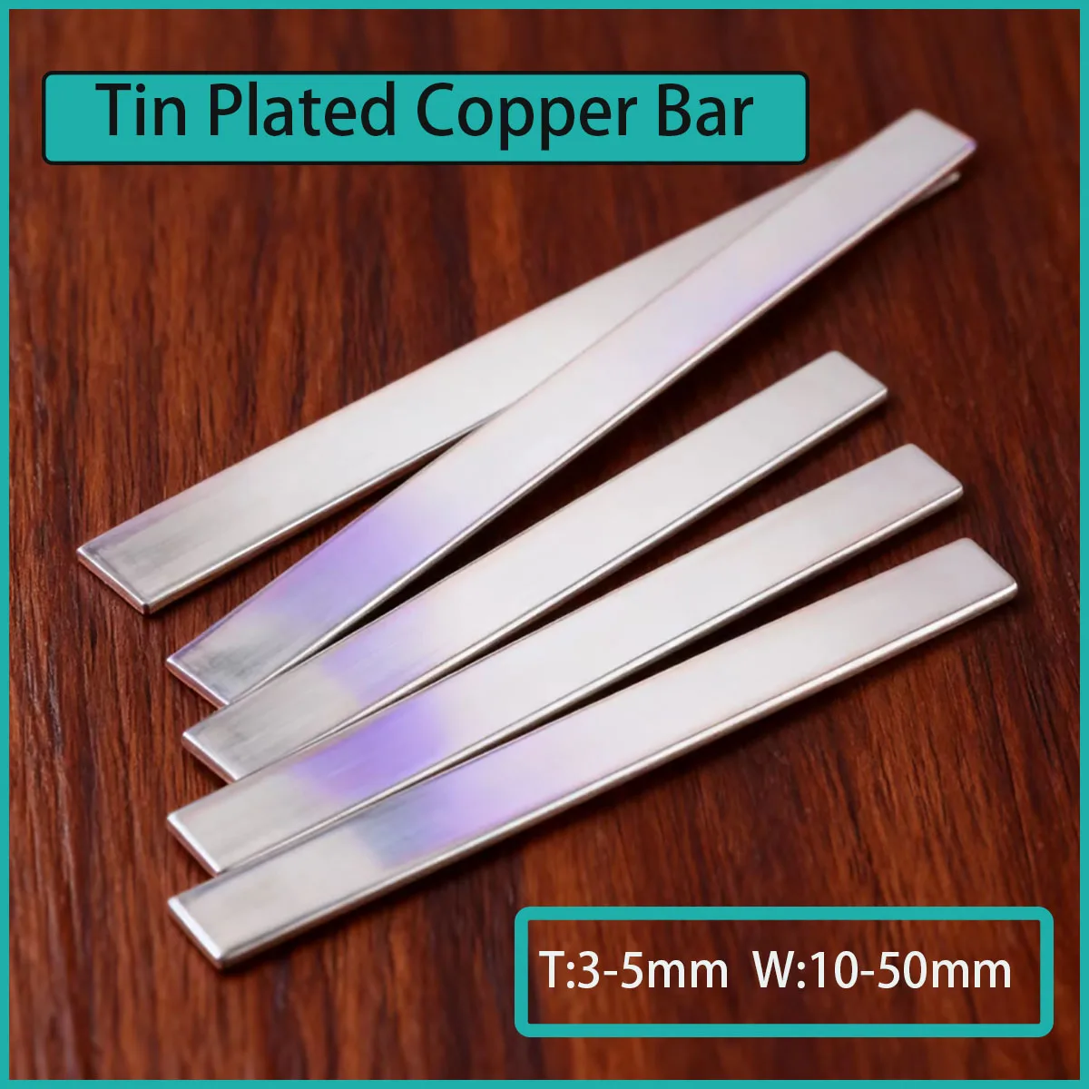Tinned Copper Bar 2mm-5mm Thickness Purple Copper Flat Strip Conductive Grounding Plate Electrical Busbar
