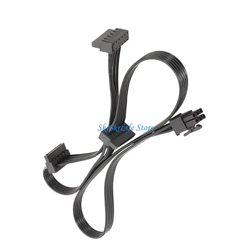 E65E Flexible and Durable 6Pin to SATAX3 Power Cable Perfect for Corsair RM RMX Modulars 15PinSATA Hard Drive Power Cord