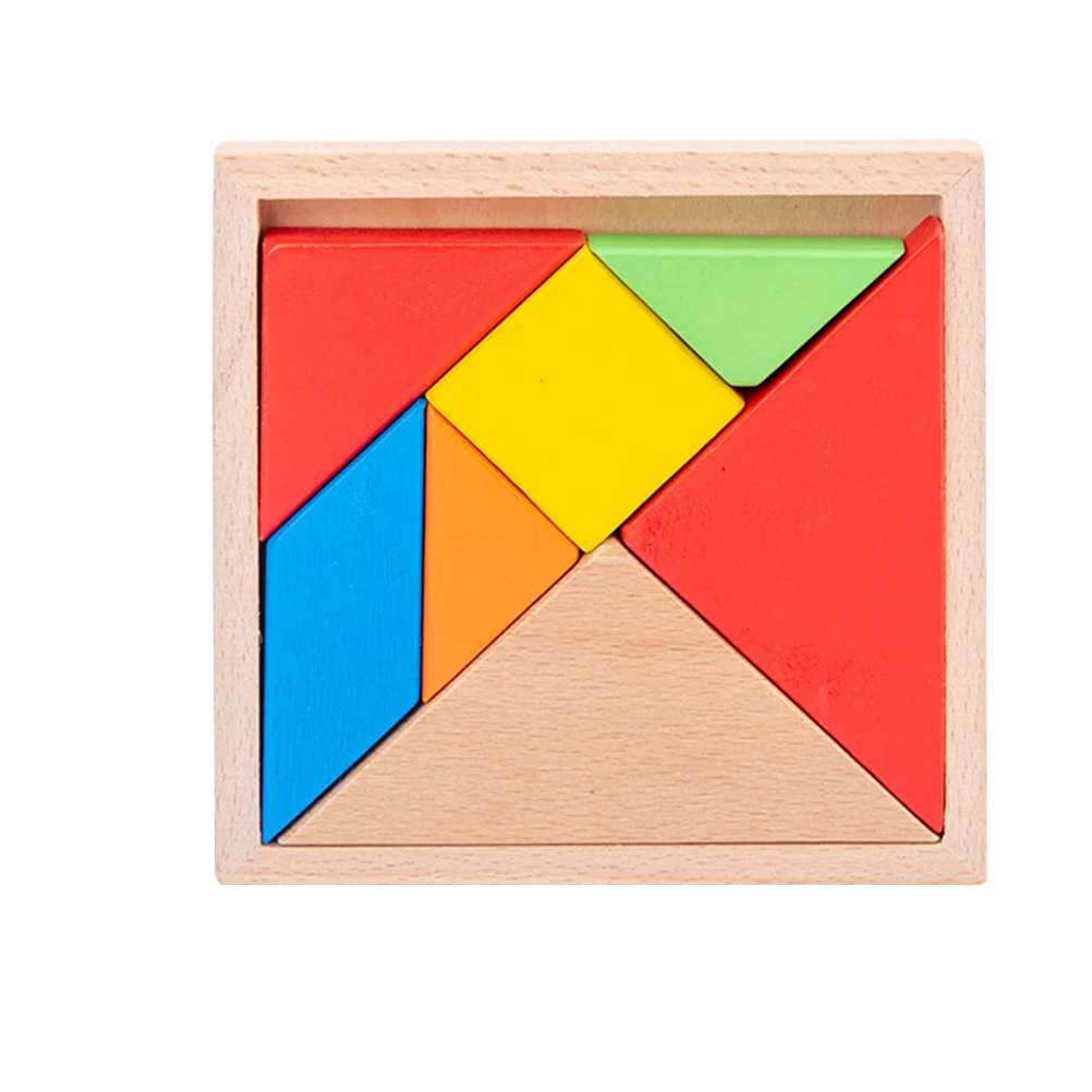 2er-Set, 2er-Set, buntes Holz-Tangram-Puzzle, pädagogisches Formerkennungsspielzeug, Lernspiel für Kleinkinder und Kinder