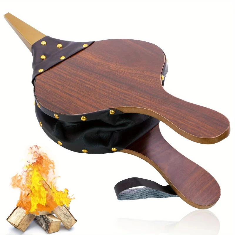 Handmade wooden fireplace bellows for outdoor grilling, camping, fireplace and barbecue, Christmas