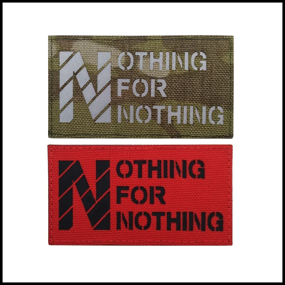 Nothing for Nothing Meaningful Laser Cutting Reflective Letter Label Patch Cloth Fix Sticker Red CP Patch For Coat Army Shirt