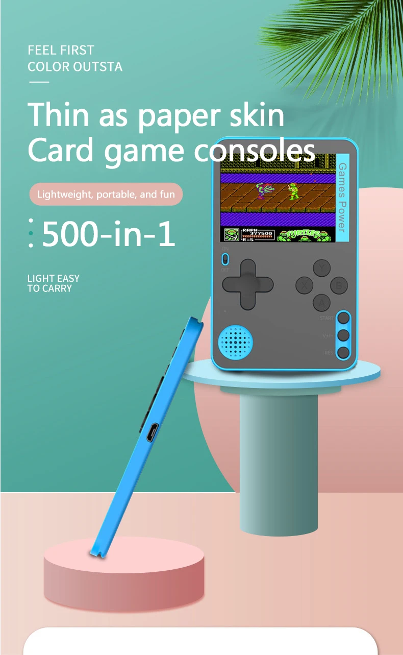 وحدة تحكم ألعاب فيديو ريترو رفيعة للغاية K10 مدمجة 500 لعبة كلاسيكية شاشة 2.4 بوصة مشغل ألعاب صغير محمول باليد لعبة بوي #2