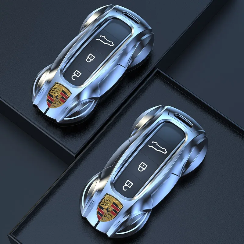 Liga de zinco caso chave do carro capa escudo fob para porsche panamera macan 718 taycan 911 cayman boxster 9ya 971 acessórios estilo do carro