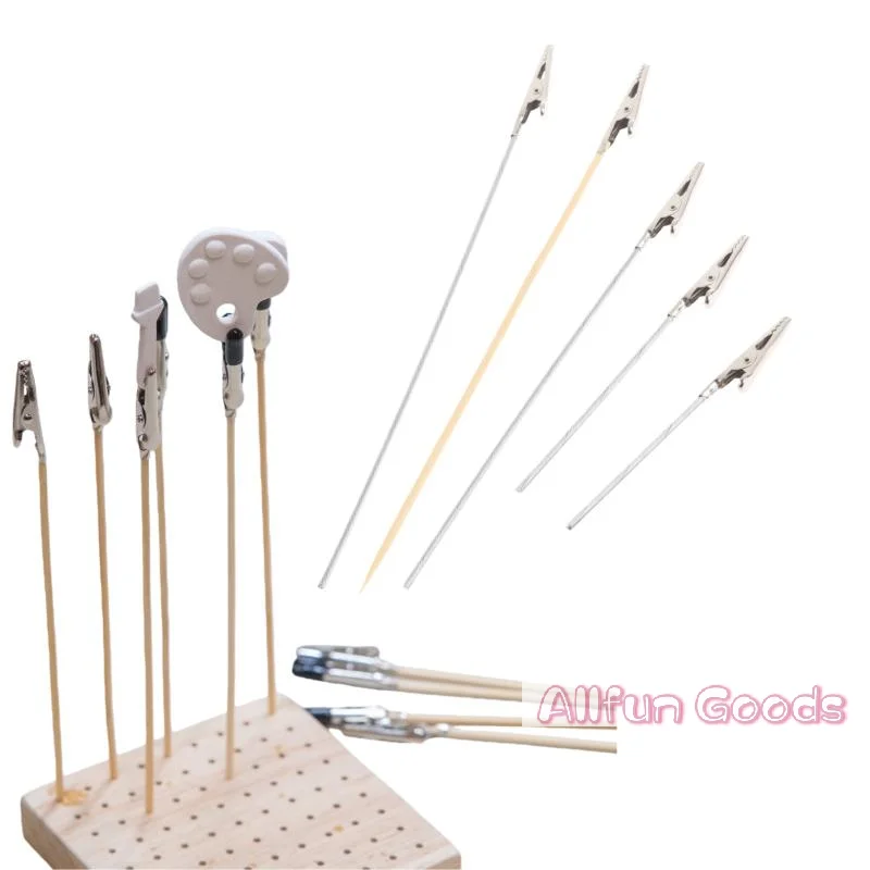 [TG835]10/20/50Pcs DIY Accessories Wood And Metal Painting Stand Alligator Clip Stick Modeling Tool For Airbrush Model Part view 2
