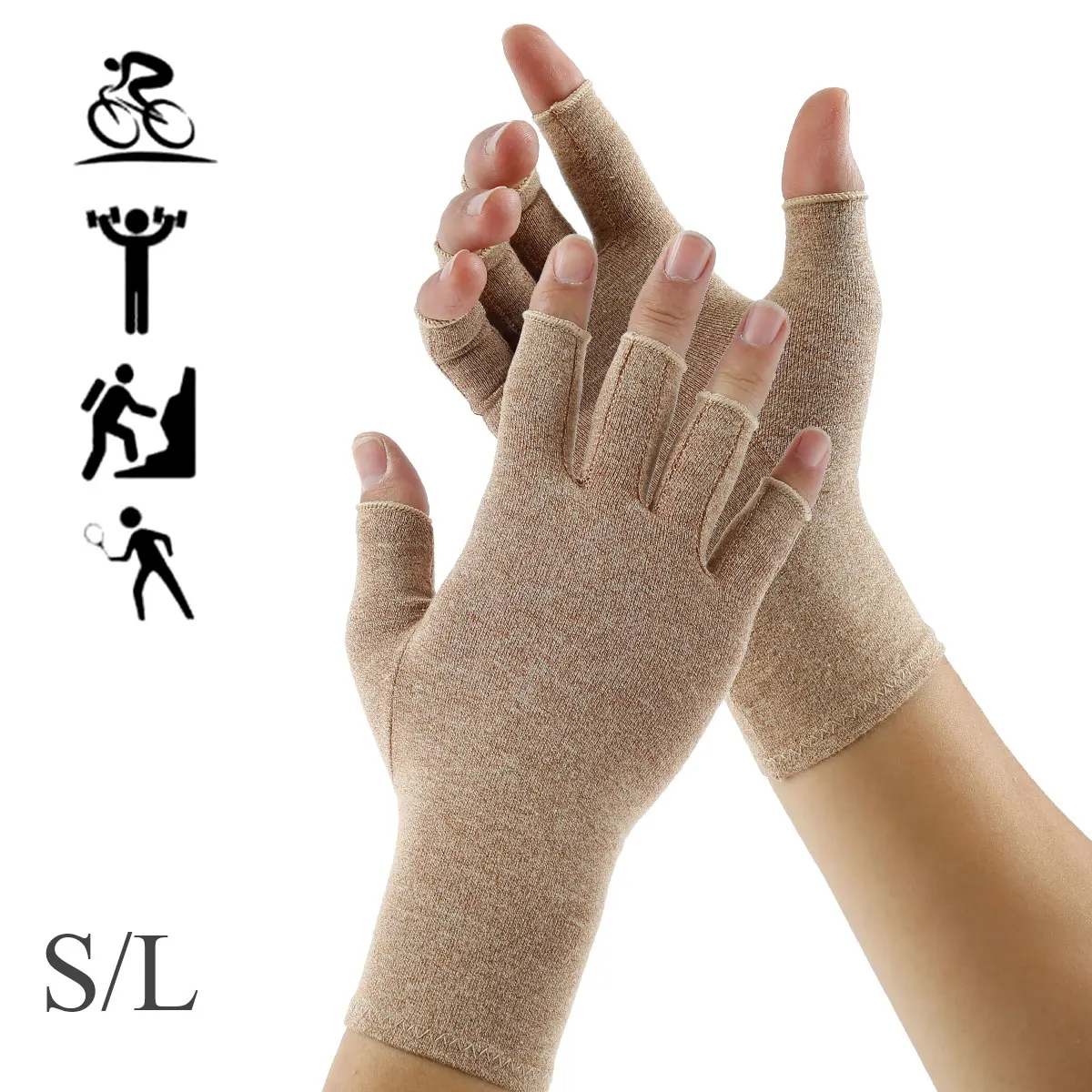 1 Pair Arthritis Gloves Compression Gloves w/ Strap Fingerless Glove Hand Wrist Support Pain Relief Arthritis Gloves for Hands