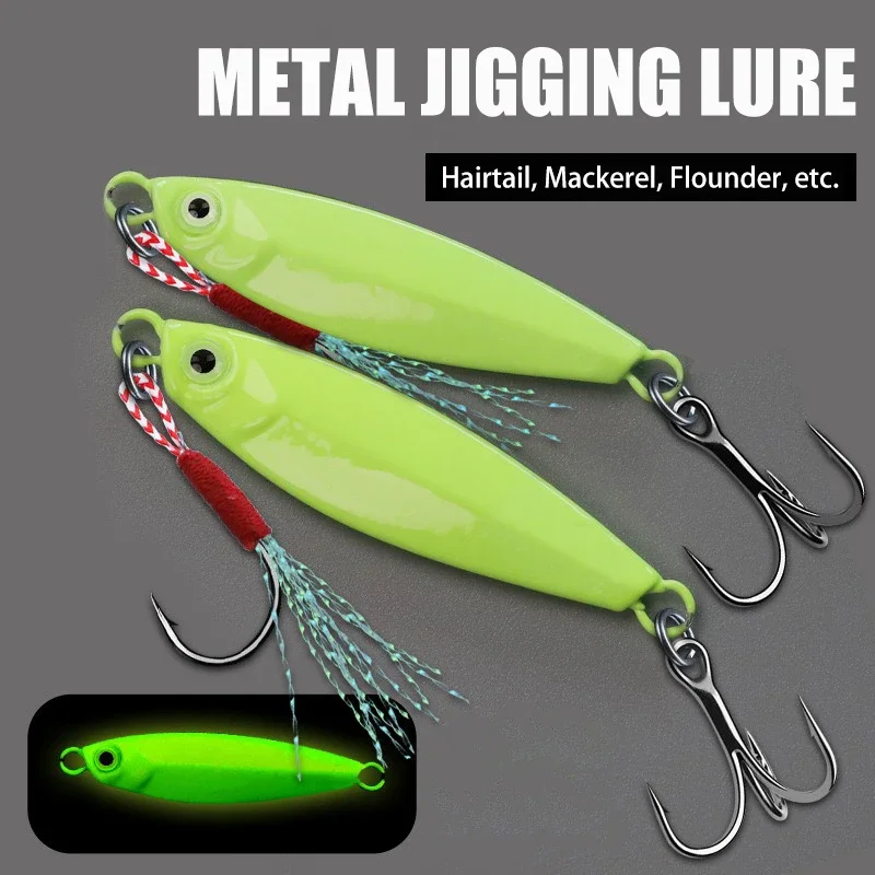 Glow Jig Lure 20g 25g 30g High Quality Shore Cast Spoon Jigging Luminous Speed Sinking Jig Lure Artificial Sea Baits for Angler