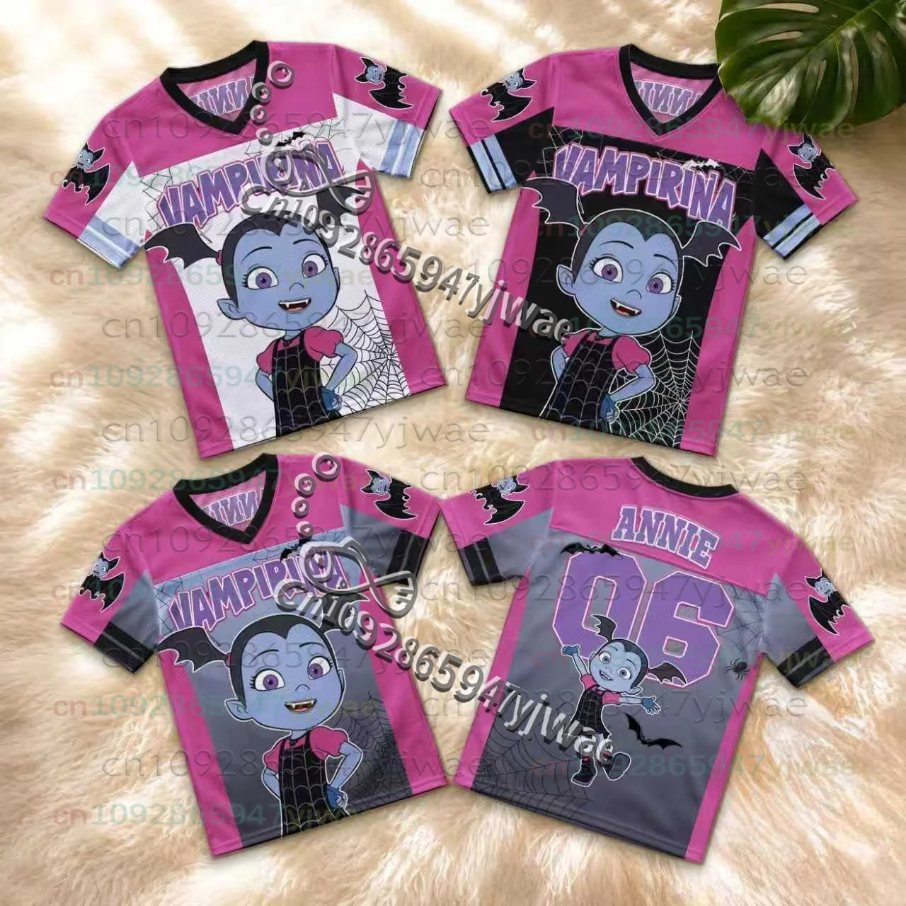 Neueste Halloween-Cosplay-Kollektion: VAMPIRINA-Accessoires, T-Shirts mit V-Ausschnitt und kurzen Ärmeln für Damen, Herren und Kinder, ideal für Sommer/Herbst, im Y2K-Stil. – Detail 5