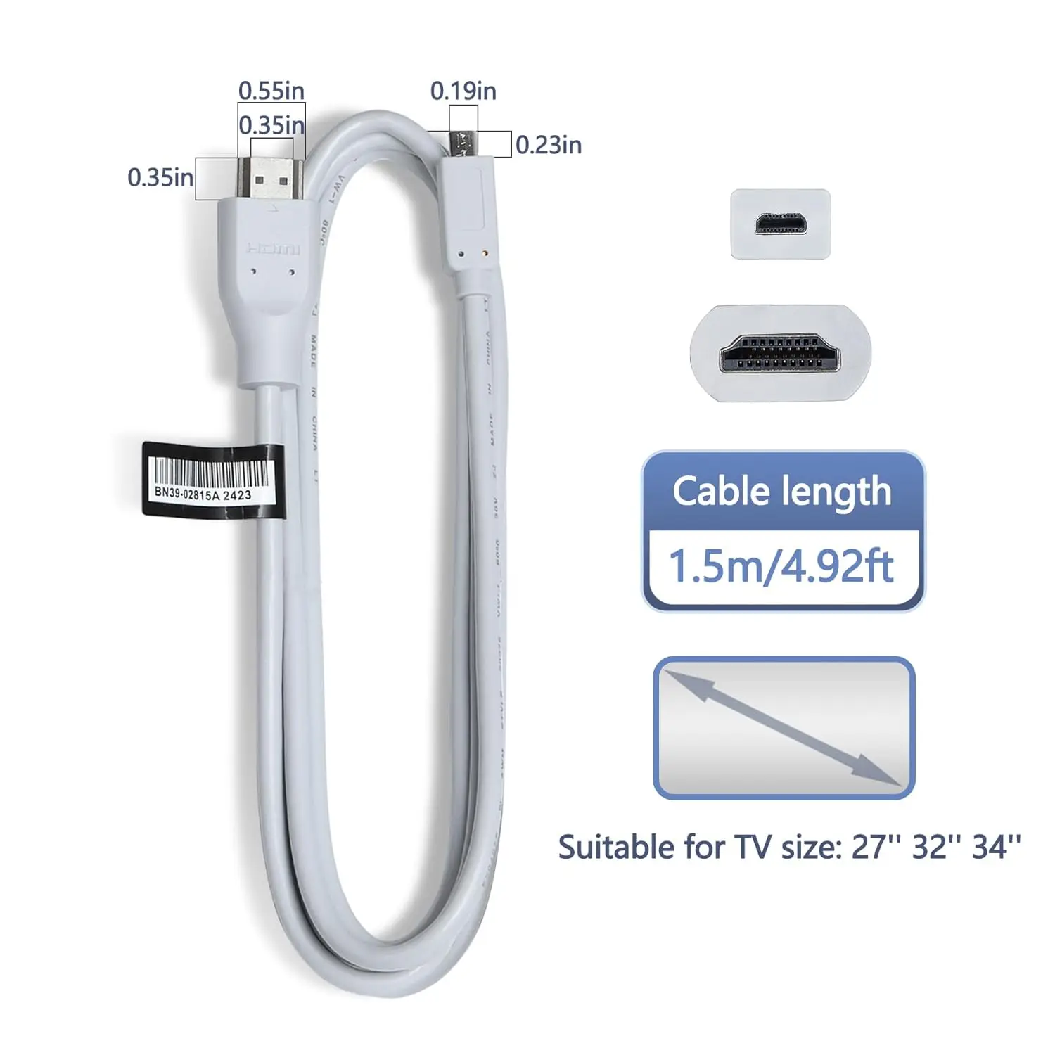 For Samsung Freestyle Projector Micro HDMI to HDMI Cable SP-LFF3CLA SP-LSP3BLA SP-LFF3HLAX SP-LFCF3LAXXKR SP-LFF3HLAXXXE