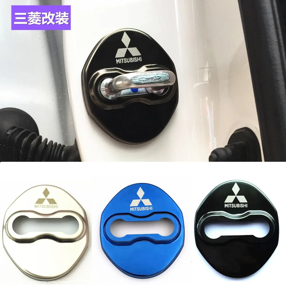 4PCS Door Lock Decoration rust protection Stainless Steel Plastic Cover For Mitsubishi Asx Lancer Outlander Pajero Ralliart