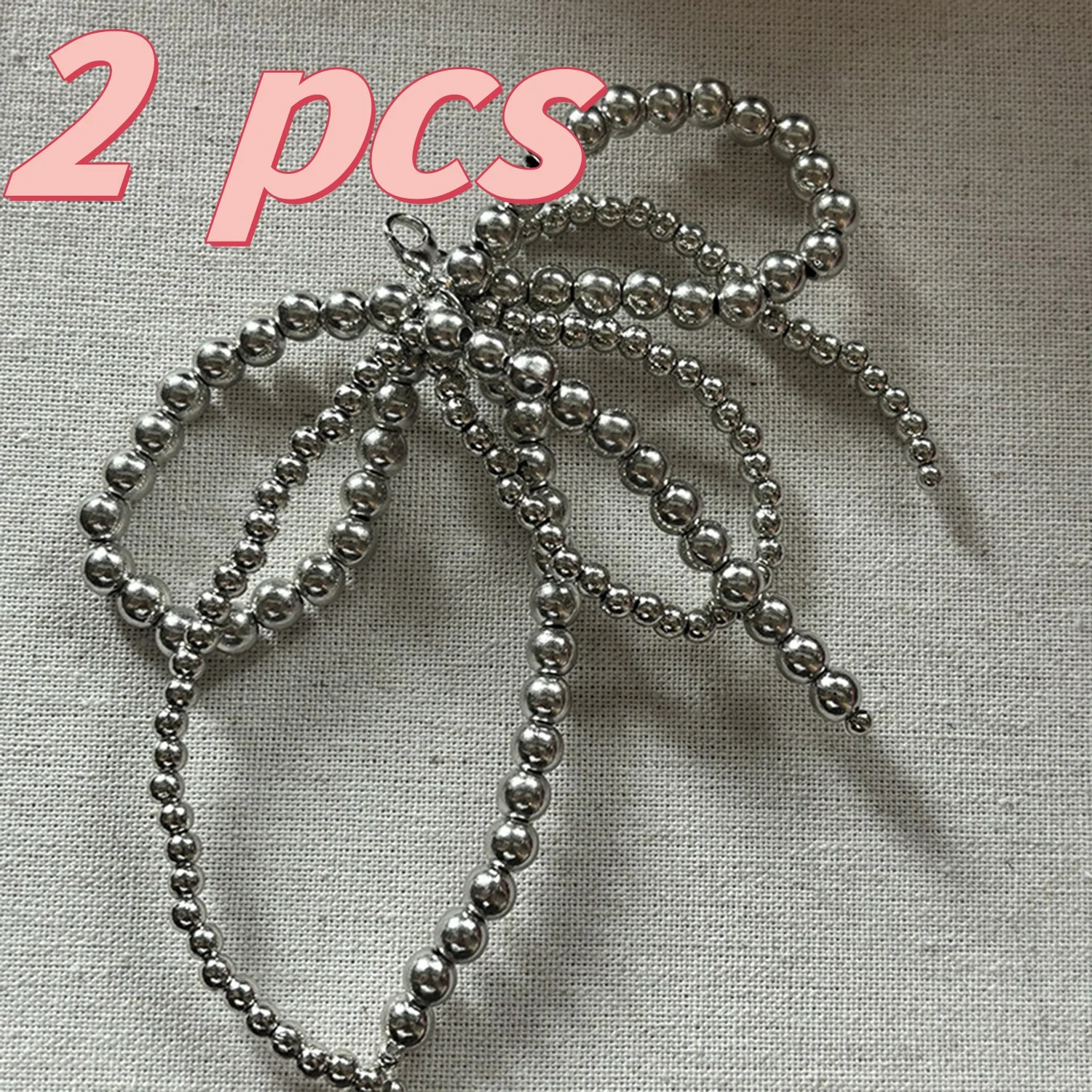 2PCS Double Layered Pearl Bead Bowknot Charm Shoe Buckle Handmade Shoes Clip Decoration Bag Pendant Bow Key Chain Accessories