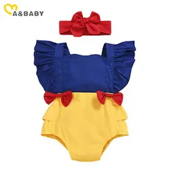 Ma&baby 0-24M Princess Newborn Baby Girls Romper Bow Ruffles Jumpsuit Sunsuit Birthday Party Baby Girls Clothes Costumes D35