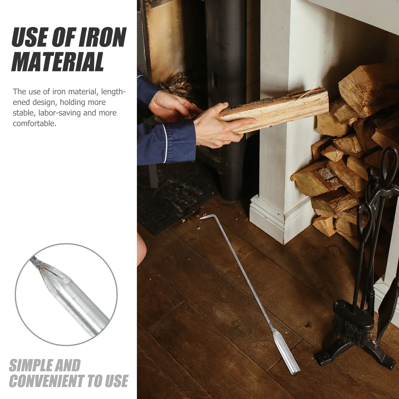 

1pcs Coal Hook Iron Long Handle Fire Poker Multi-Function For Outdoor Barbecue Camping Fireplace Pit Metal Fire Tongs Household