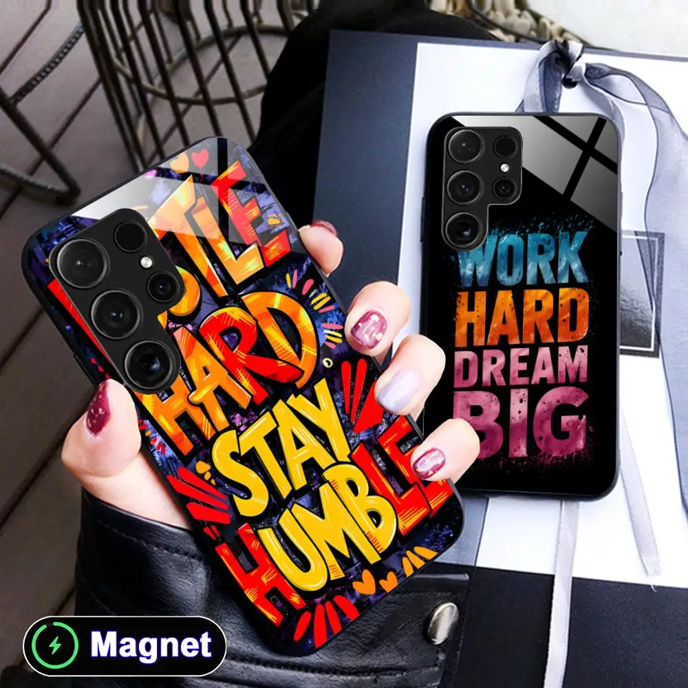 Hustle Positive Phone Case for Samsung Galaxy S26 S25 S24 S23 S22 S21 S20 Note20 Plus FE Ultra Glass Magnet Cover