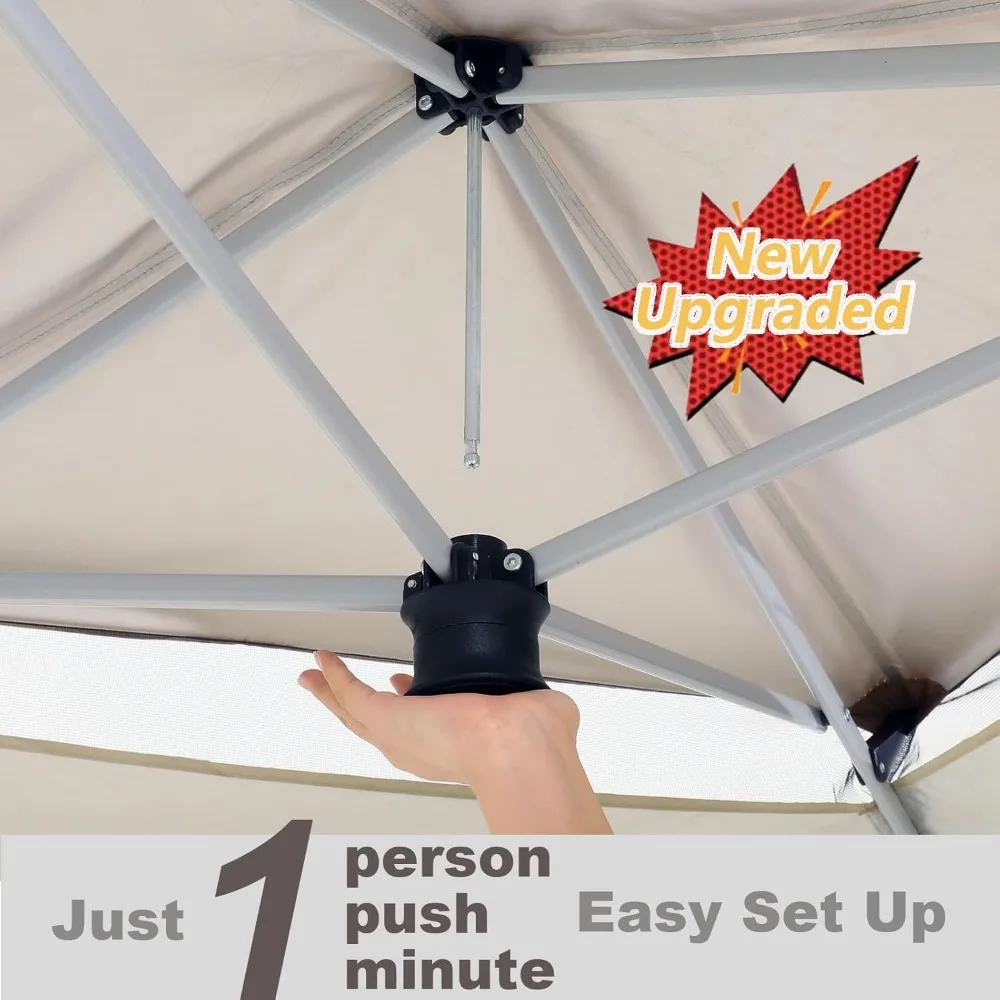 شرفة خارجية منبثقة مقاس 12 × 12 مع مظلة مقاومة للماء وشبكة ناموسية - إطار معدني مطور للمأوى المحمول