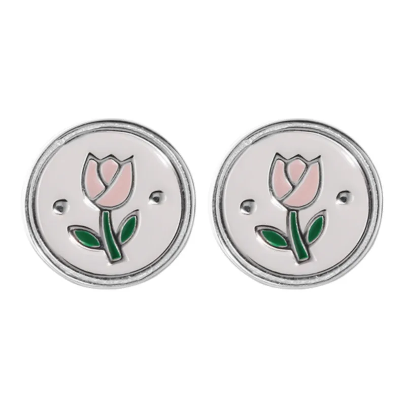 Simple Medallion Tulip Stud Earrings for Women Vintage Temperament Flowers Earrings Wedding Party Female Jewelry Accessories