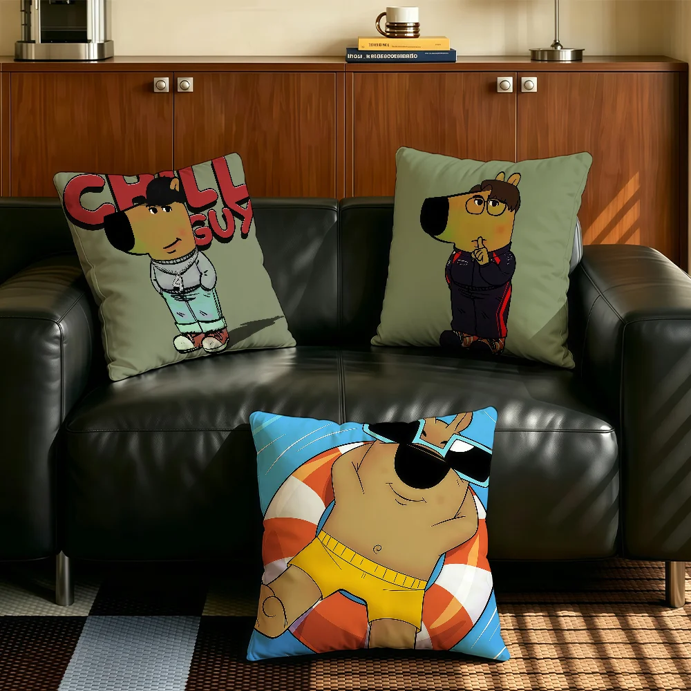 Cute Chill Guy cushion cover Anti-dustmite Sofa Cushion Decorative Office Cover Lounge Area Indoor & Outdoor Use