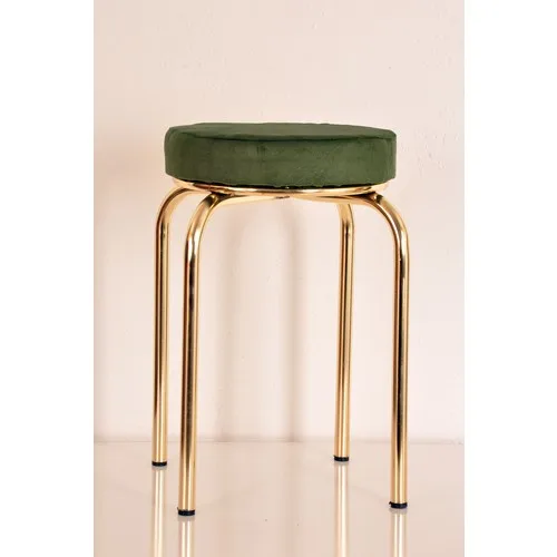 Indomitable Masacılık 2 Pcs Green Thai Feather Gold Profile Stool Metal Stool Kitchen Stool Thick Stool