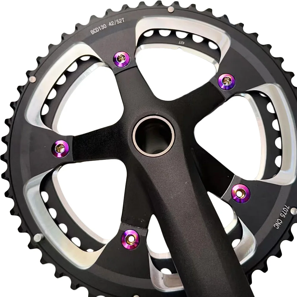 แผนที่จักรยาน Crankset Chainwheel Crown Spacer จักรยานเสือภูเขา Crank Oil Slick สกรูสี Double Crankset Bolts จักรยาน Accesorios