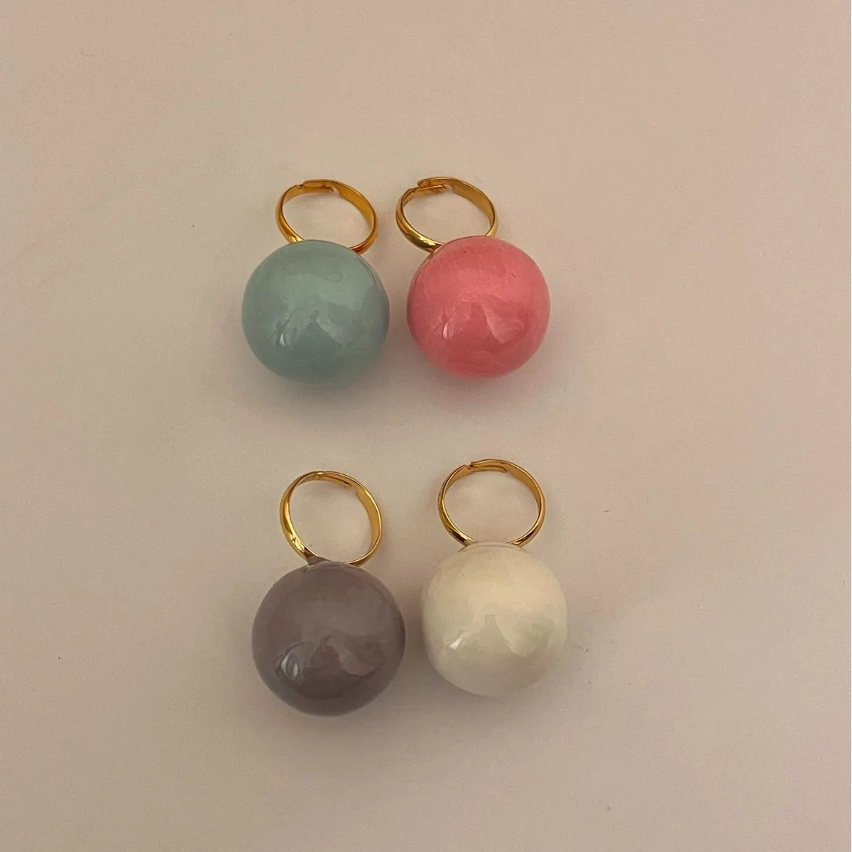 Vintage Enamel Drop Glaze Colorful Large Round Ball Chunky Open Rings for Women Exaggerated Fashion Sweet Finger Jewelry Gifts