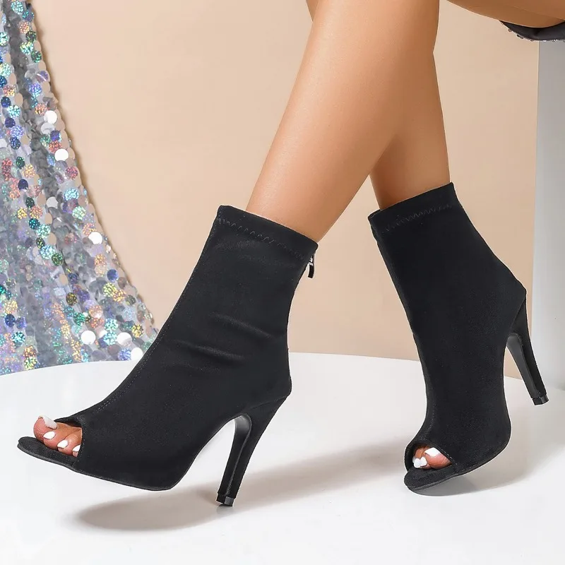 Sandali da donna estivi nuovo stile bocca di pesce firmati in pelle punta aperta tacchi alti passeggiate all'aperto comodi sandali con cerniera resistenti all'usura