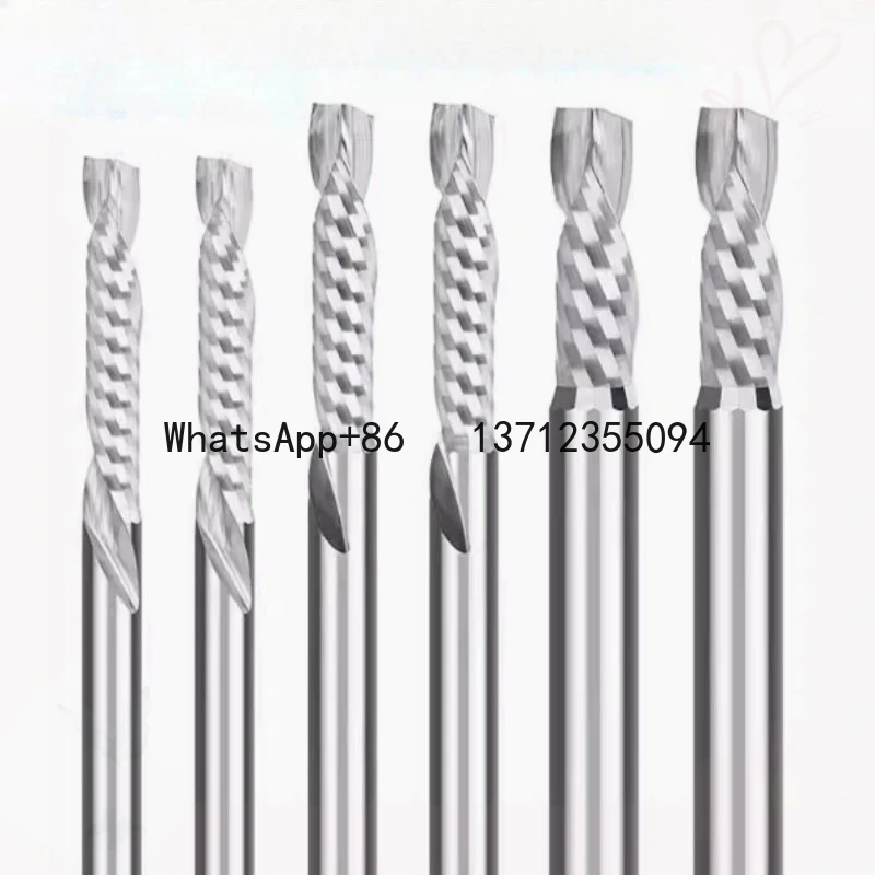 

5 шт. 3,175/4/6 мм с одной канавкой вверх вниз, спиральные твердосплавные фрезы, фрезы для сжатия древесины, концевые фрезы
