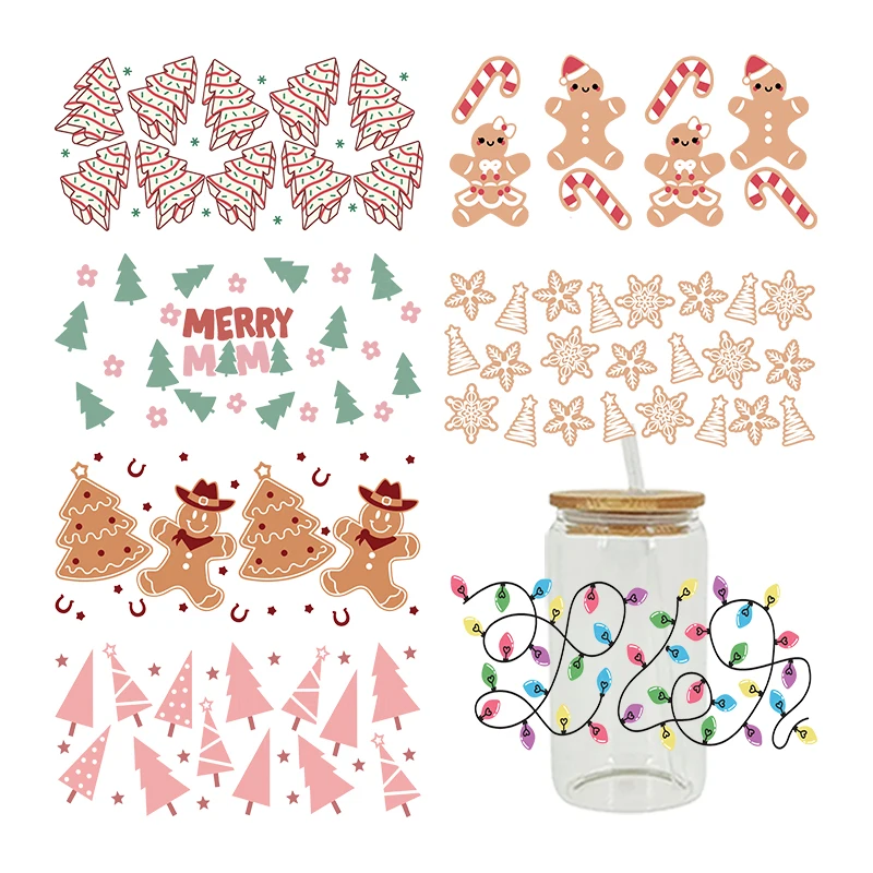 3D UV DTF Transfers Stickers, 16oz Cup Wraps, Merry Christmas Printed for DIY Glass Ceramic Metal Leather Etc D3735