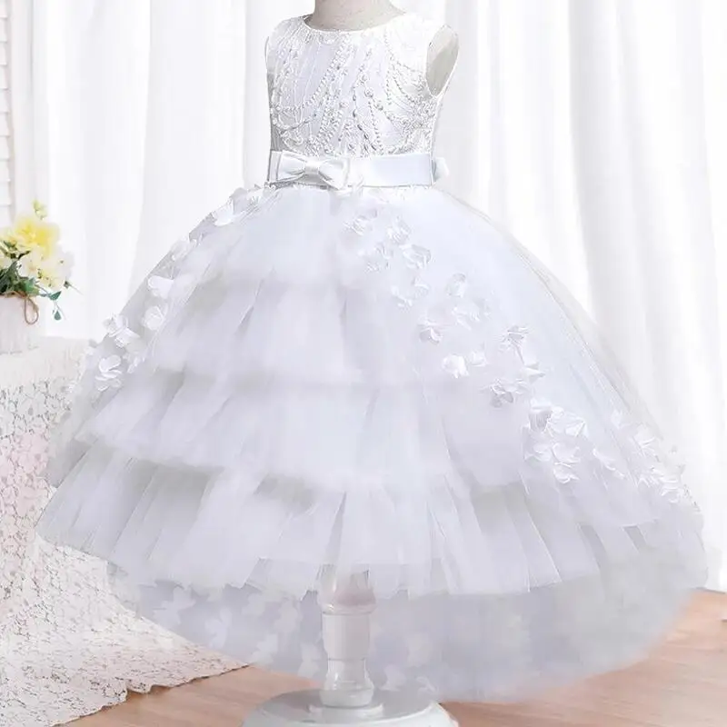 New High quality baby lace princess dress for girl elegant birthday party trailing dress Baby girl\'s christmas clothes 3-12yrs