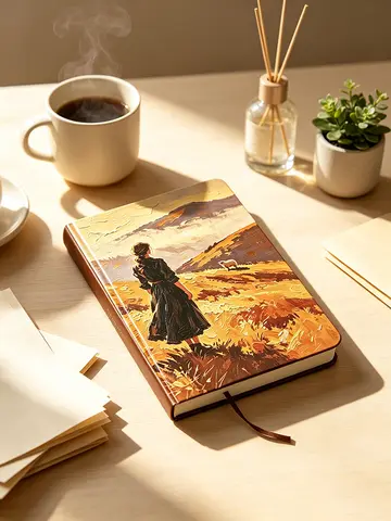 Hardcover Journal A5 Retro Landscape Painting Cover Colorful Pages for Mindfulness Writing Self Reflection