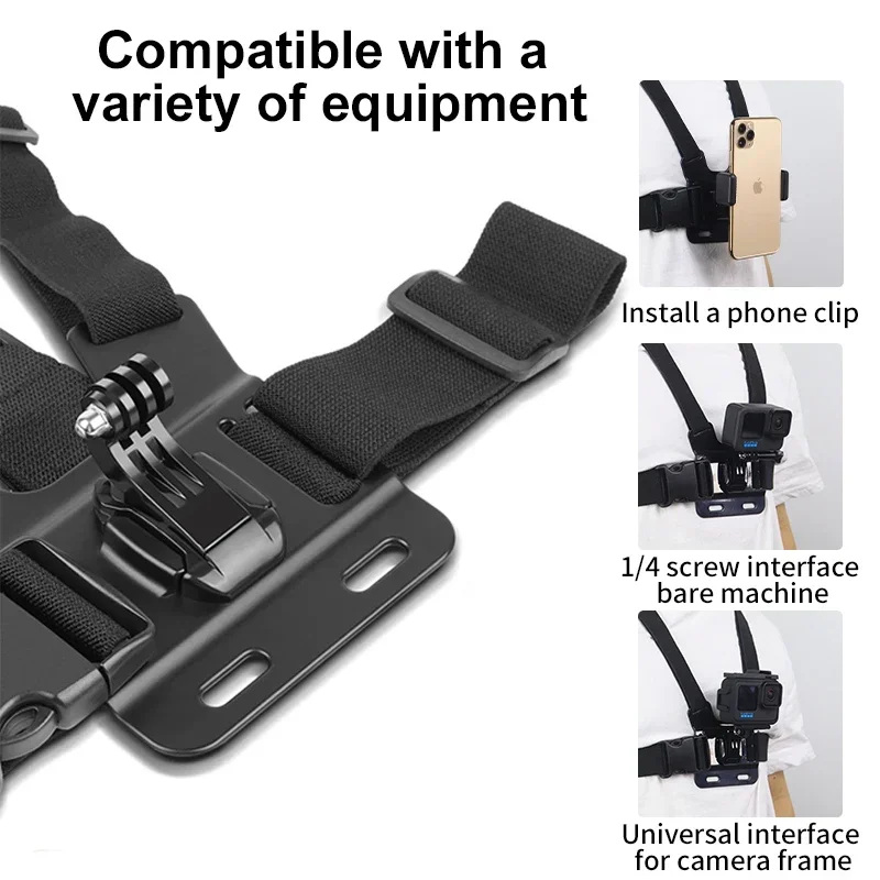 Hands-Free Sport Camera Chest Strap Mount Harness Strap Holder Cell Phone Clip Five-in-one Suit