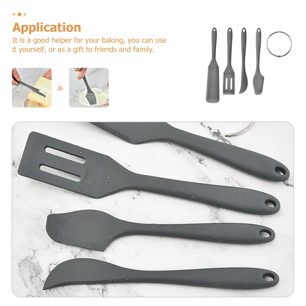 

1 set Ergonomic Silicone Spatula Set Cake Scraper Cream Stirrer For Baking Kitchen Use Lightweight Corrosion Resistant