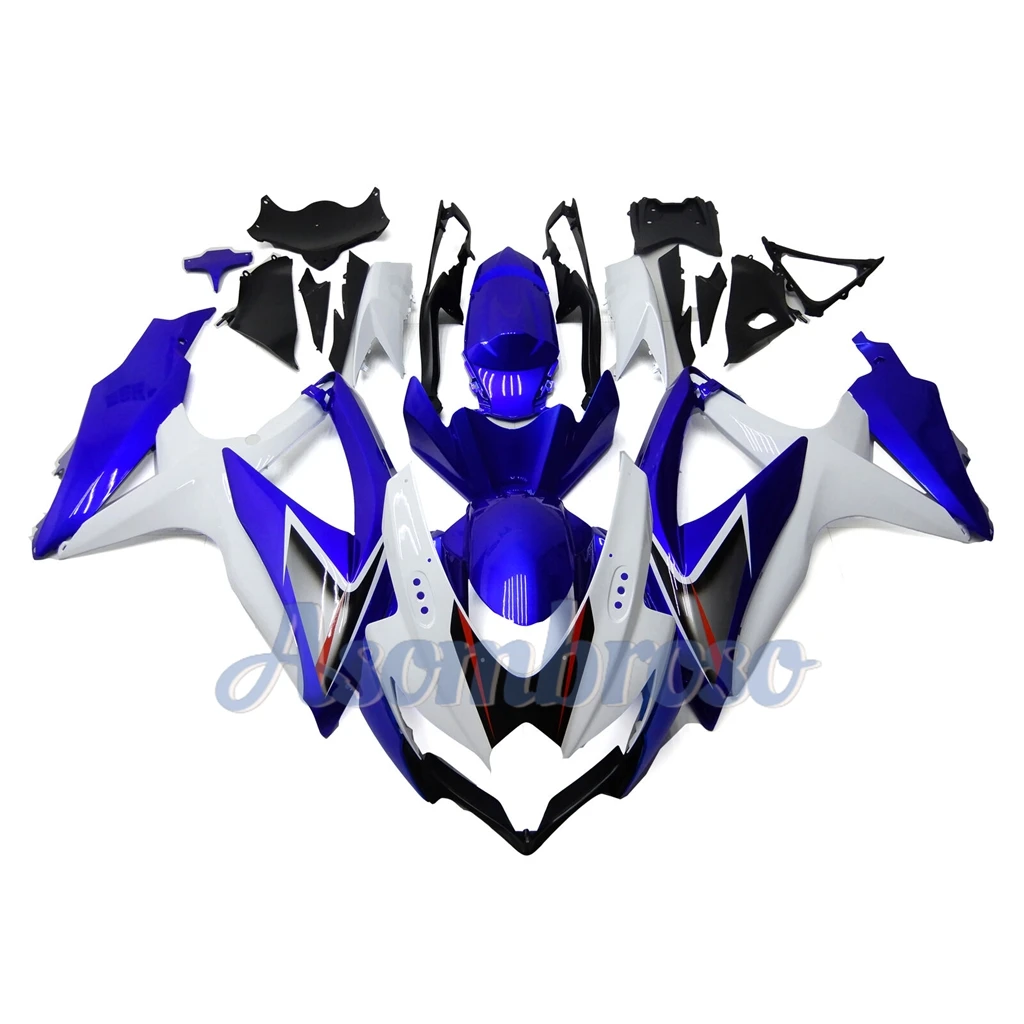 for Suzuki GSXR600 2008 2009 2010 08 09 Motorcycle Fairing Set K8 GSXR 600 GSXR750 Blue/White view 3
