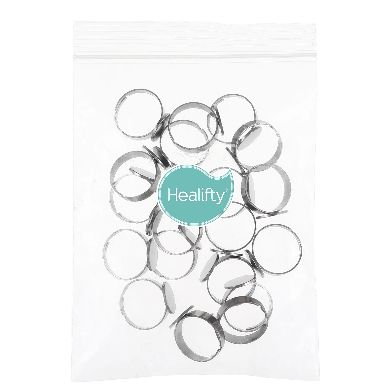 20 Pcs The Ring Finger Base Flat Stainless Steel Blank Rings Silver Compact Holder Portable