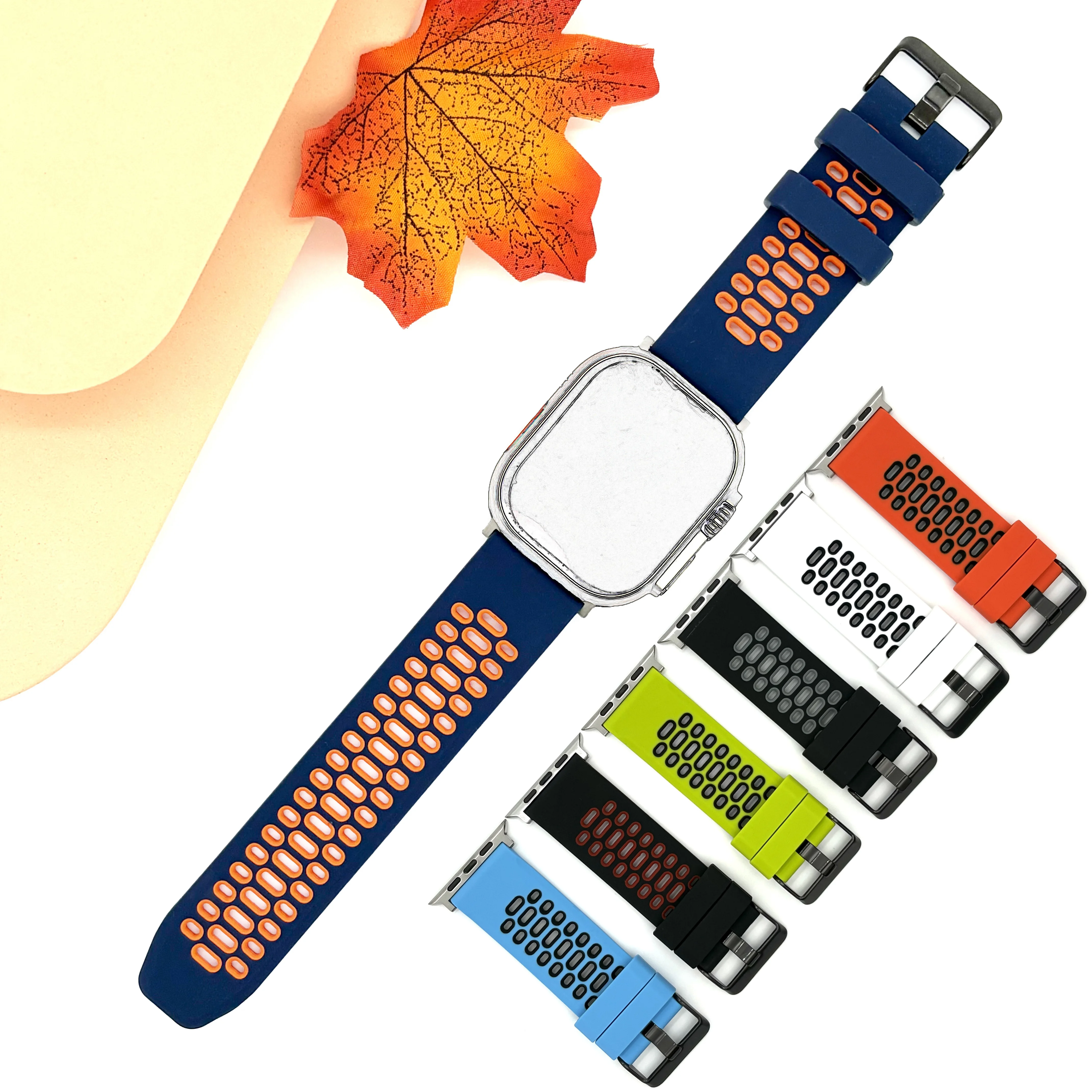 Silikon-Uhrenarmbänder für Apple Watch Ultra 2 Armband Serie 10 9 8 7 6 5 4 3 2 1SE 49 mm 46 mm 45 mm 44 mm 42 mm Armbandzubehör