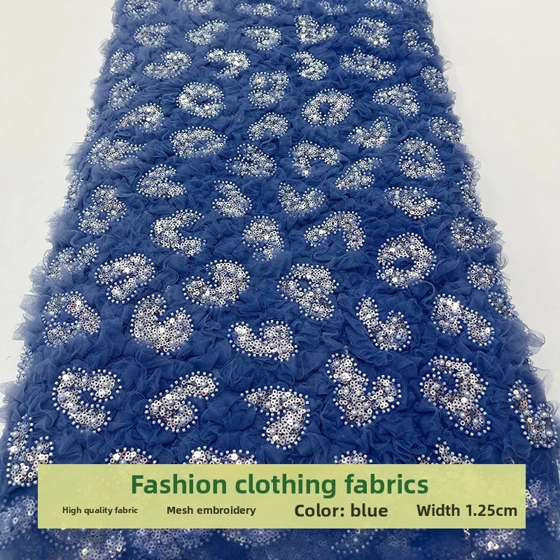 

Mesh Flower Sequin Bead Tube Embroidery Fabric for Beading Dress Clothing Design Cloth Diy By The Yard Sewing Material