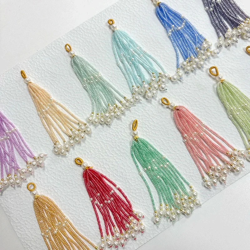 2026 Newest 20pcs/lot color glass beads decoration handmade Weave tassel bead diy jewelry garment hair accessory