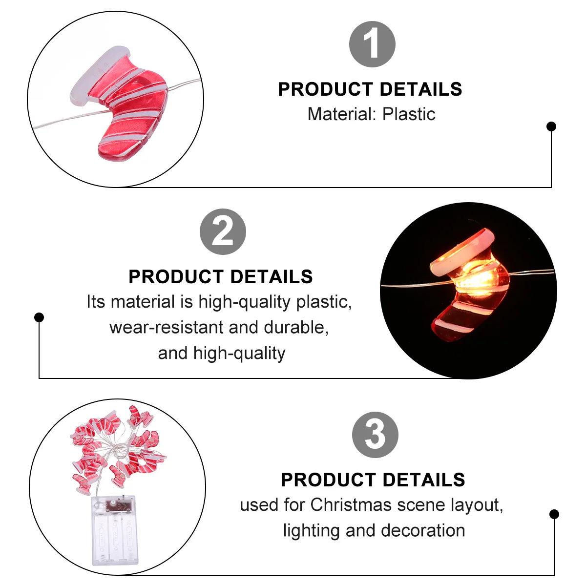 20 المصابيح عيد الميلاد جورب شكل سلسلة أضواء قسط الأسلاك النحاسية LED ديكور للداخلية في الهواء الطلق عطلة حفلة حديقة Ktv بار مول #5