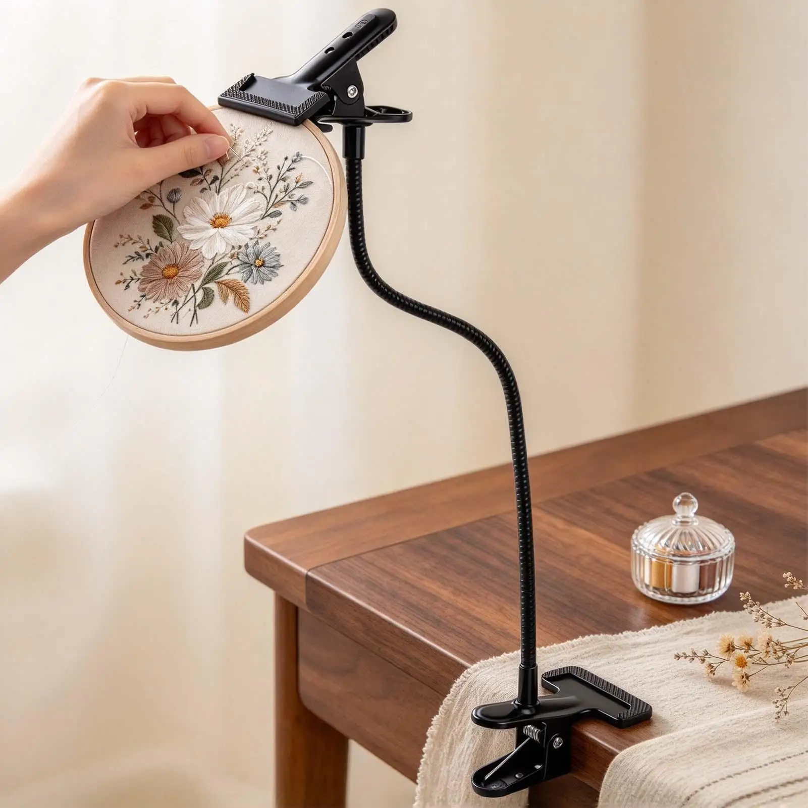 Adjustable Angle Embroidery Hoop Frame Cross Home Use Fixing Clamp Tool Embroidery Circle Stand Sewing Accessories Desktop