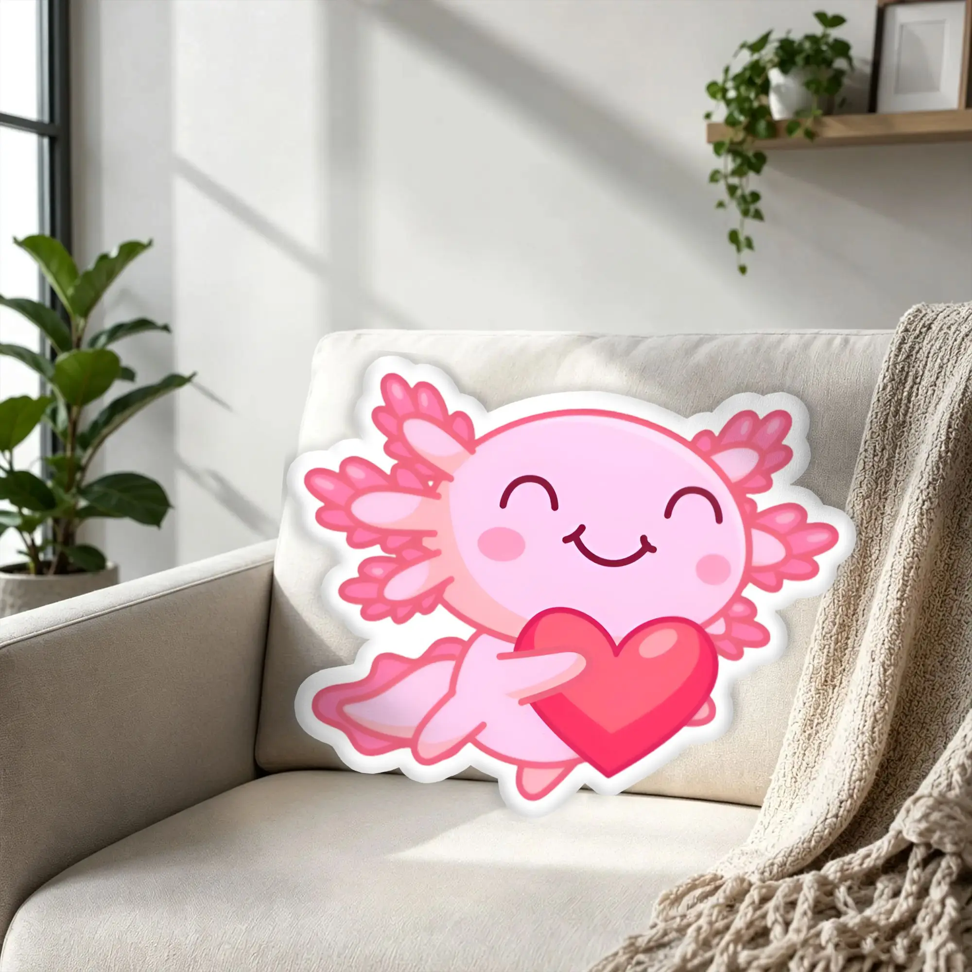 Custom Axolotl Cartoon Cute Pillow Cushion Double Sided Comic Stuffed Home Decoration Salon Personalized Plush Pillows