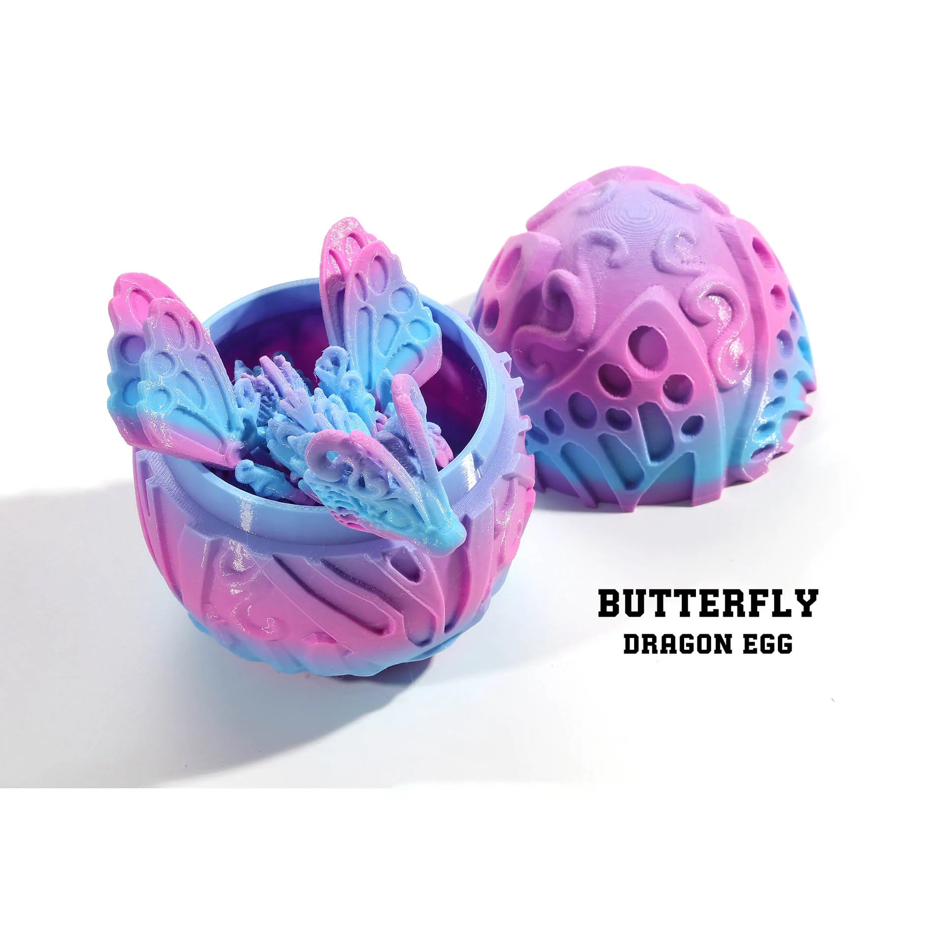 

3D Printing Butterfly Dragon + Egg Set Toy Joints Movable Simulation China Butterfly Dragon Egg Toy Gift Model Home Decoration