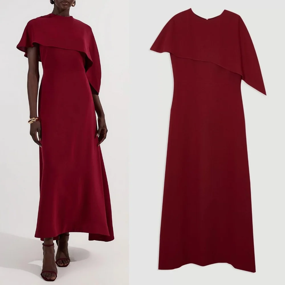 

Customized Sizes Available Simple Jersey Pleat Ruched A-line Scoop Neck Midi Dresses Bespoke Occasion Dresses High Quality Retro