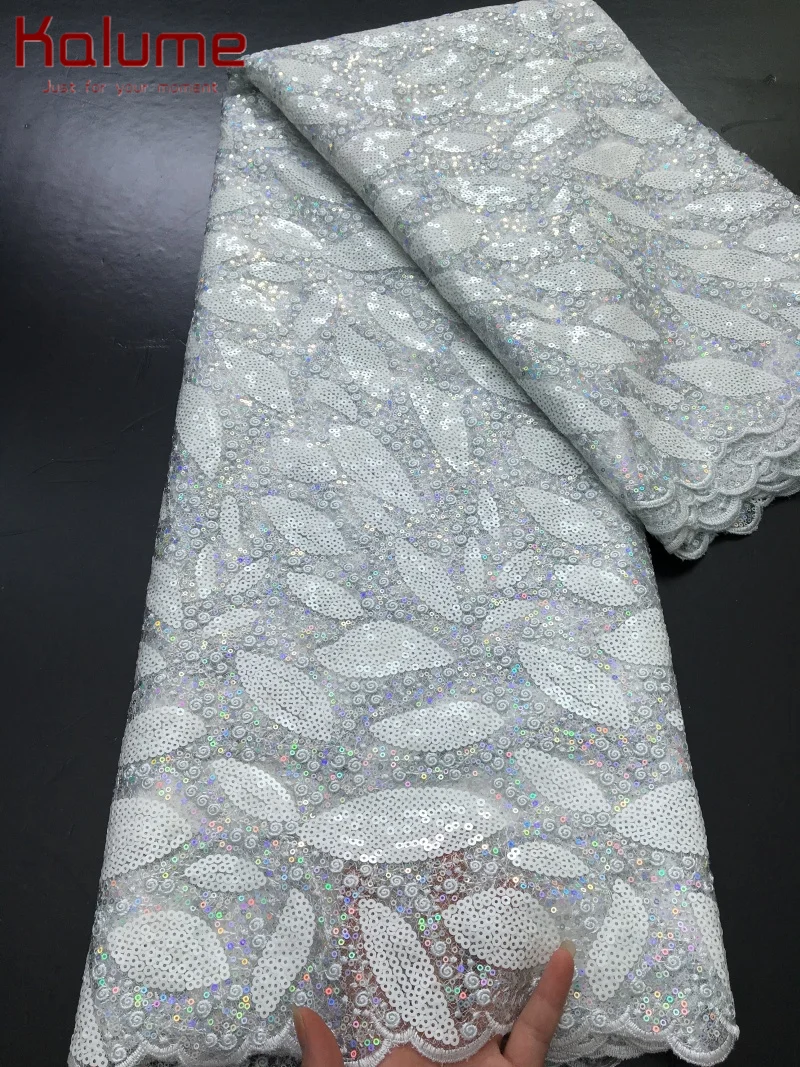 Kalume Tulle Embroidered Net Lace African French Sequins Lace Fabrics High Quality Nigerian French Net Lace 2025 For Women F4243