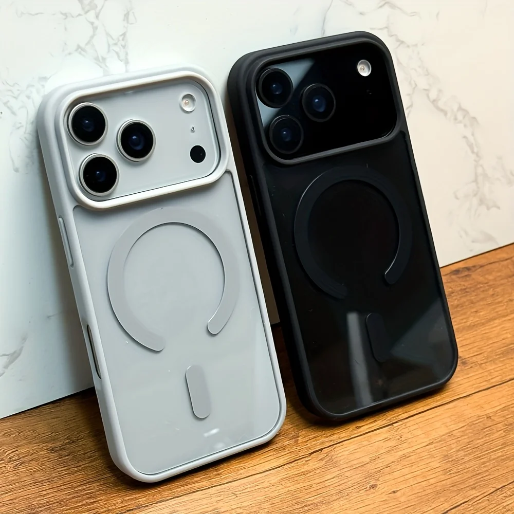 Para iphone 17 promax 11 16 15 luxo claro magnético caso de carregamento sem fio à prova de choque macio pára duro acrílico transparente capa