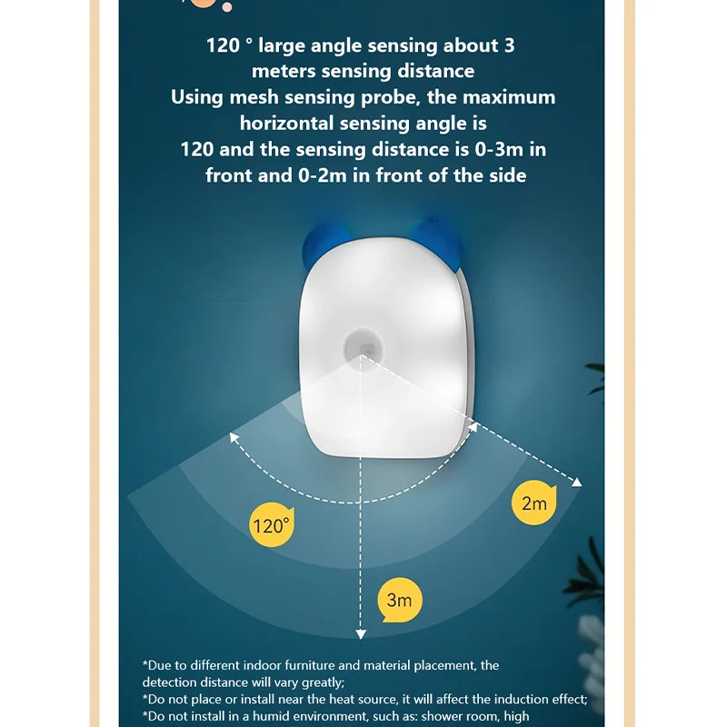 LED gece lambası kablosuz hareket sensör ışıkları piller küçük topografya lamba odası koridor dolap için kolay kurulum