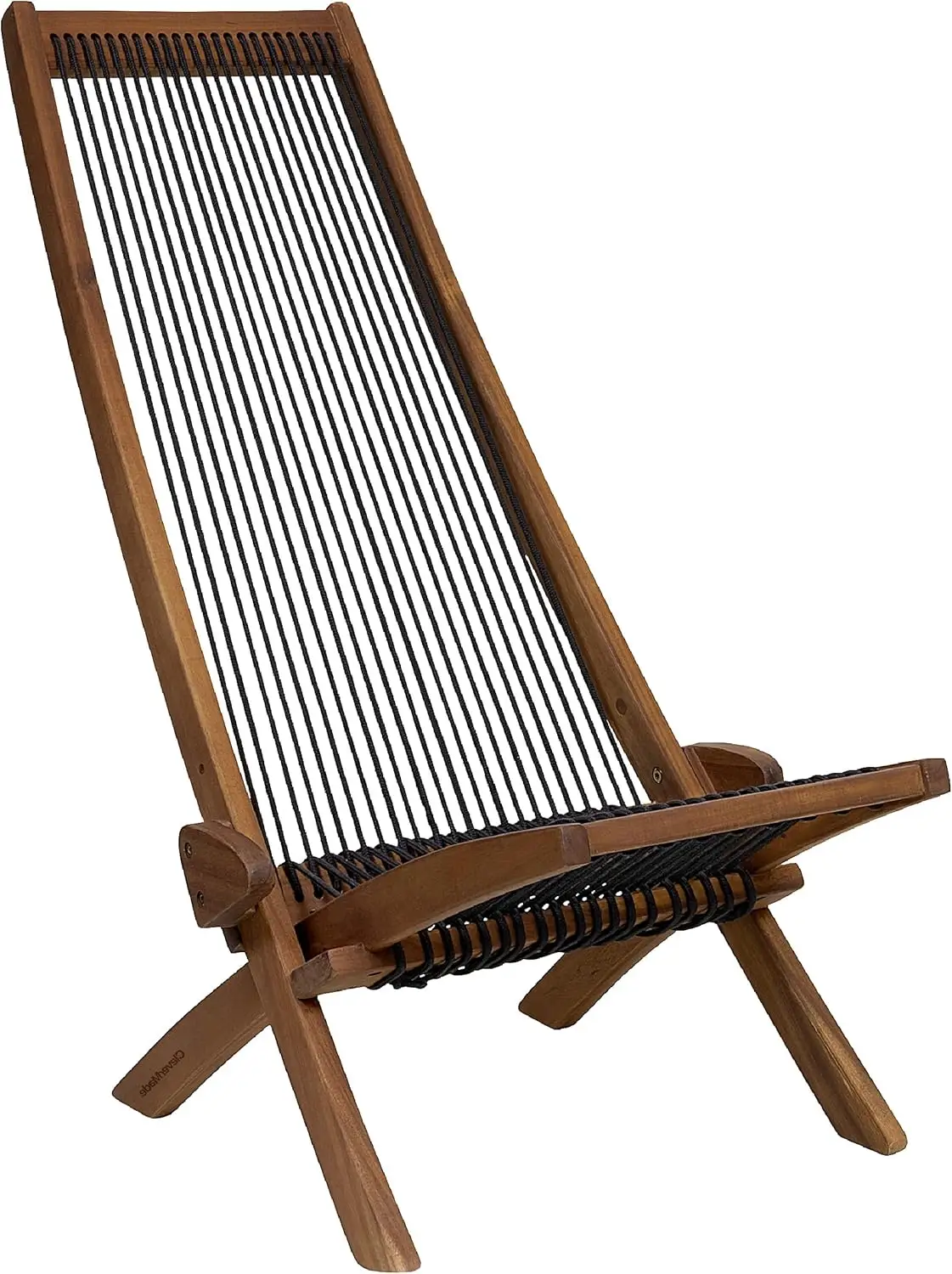 Tamarack Folding Rope Chair - Foldable Outdoor Low Profile Wood Lounge Chair for the Patio, Backyard, and Deck, No Assembly Requ