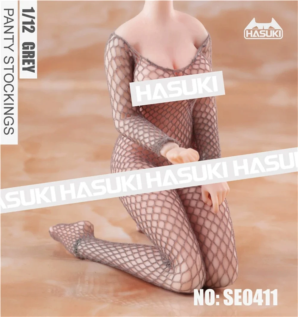 1/12 Scale HASUKI SE04 Female Open Chest Bodysuit Mesh Stockings Seamless Clothes Accessories Fit 6'' Action Figure Body Toys